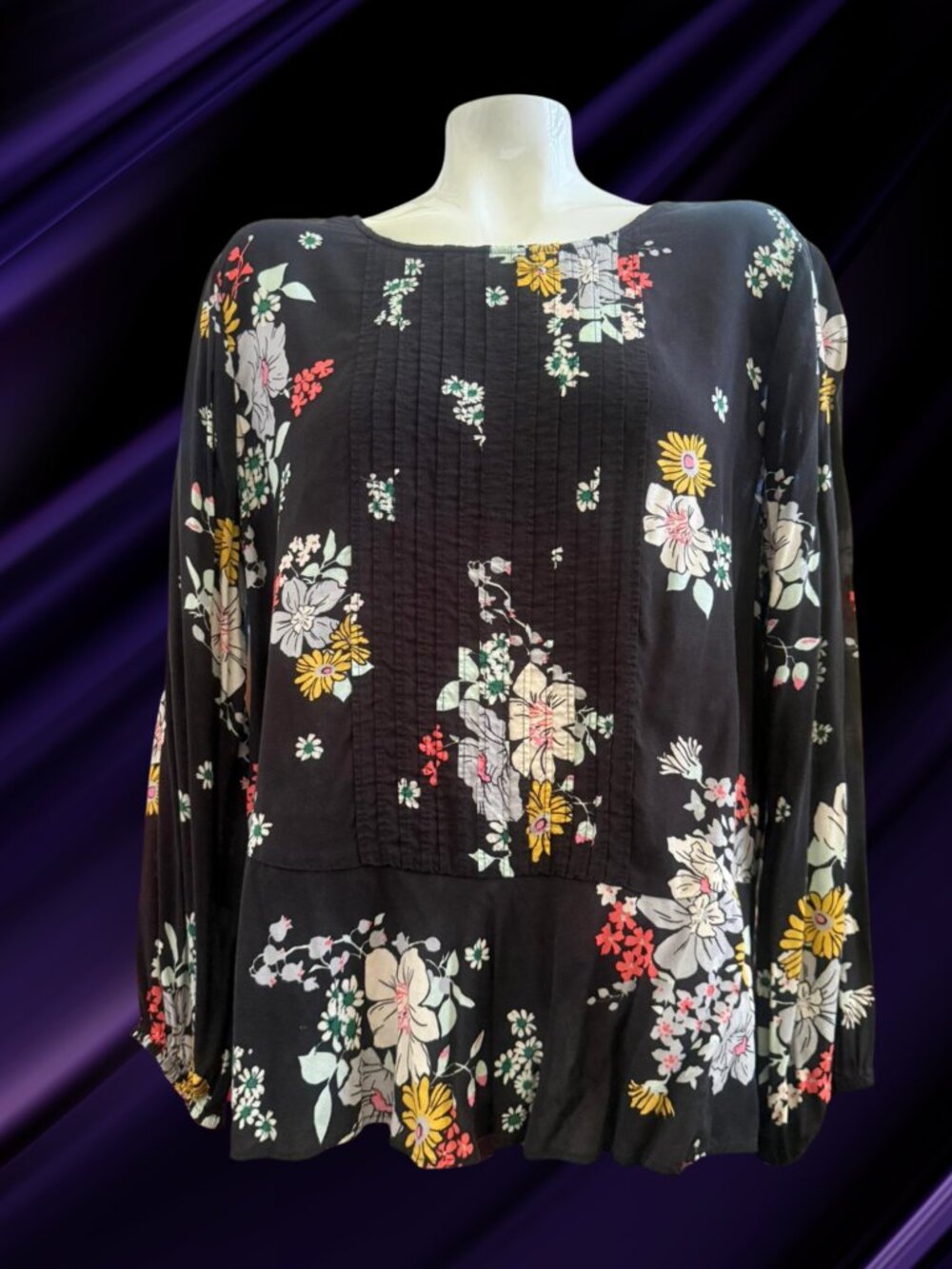 Old Navy Floral Peplum Blouse | Size Large (L/G) | Feminine Long Sleeve Top